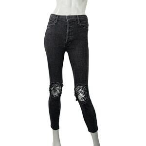 MOTHER denim Super Stunner Jeans Ankle Fray in Baa Baa Black Sheep sz 27